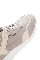 Women's Beige Leather Suede Detailed Thick Soled Sneaker | Derimod