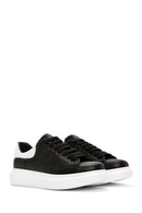 Men's Black Lace-up Thick-Sole Leather Sneaker | Derimod