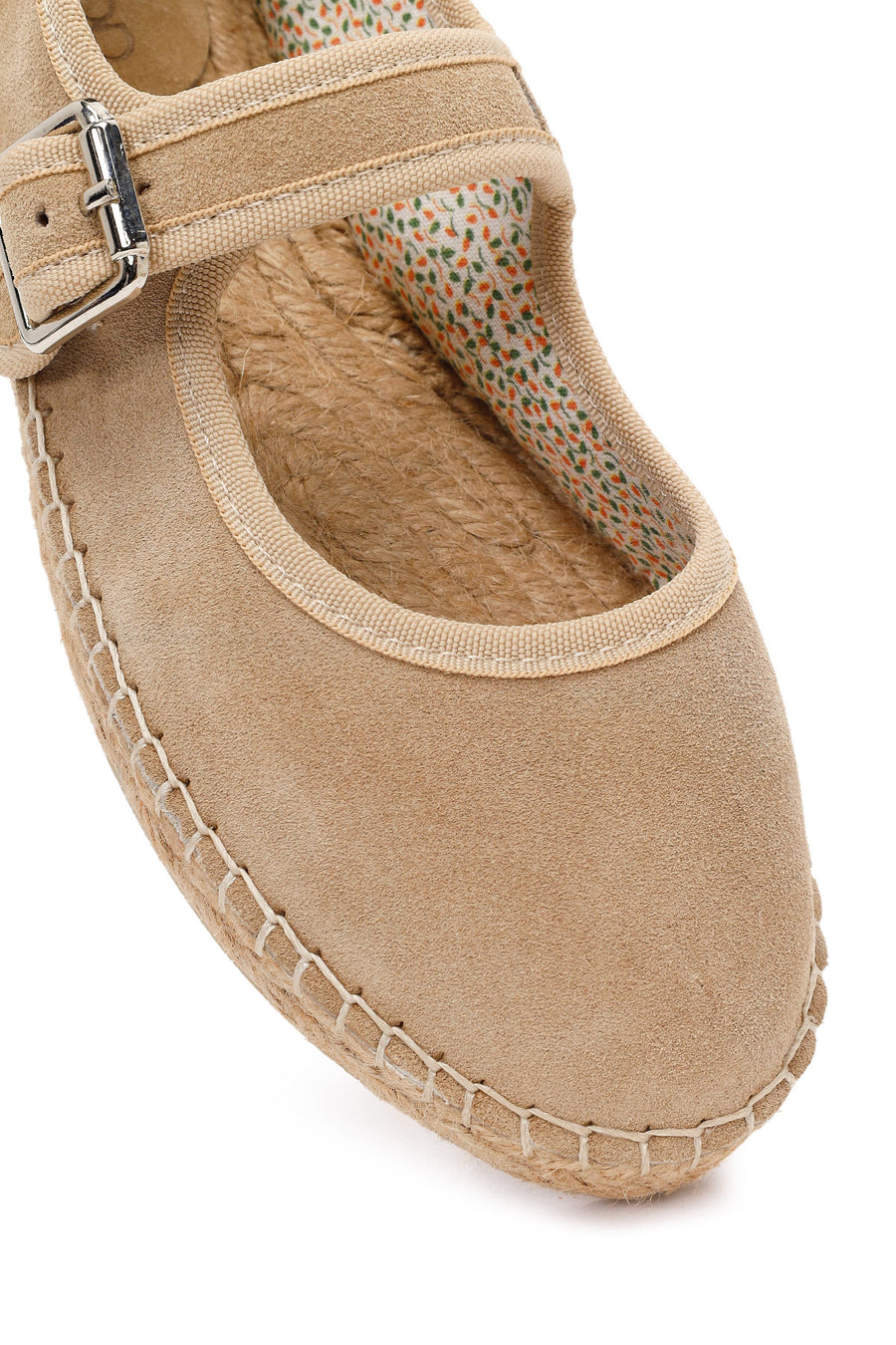 Women's Beige Strap Suede Leather Espadrilles