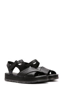 Women's Black Ankle Strap Leather Comfort Sandals | Derimod