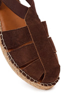 Women's Brown Suede Leather Espadrille Sandals | Derimod
