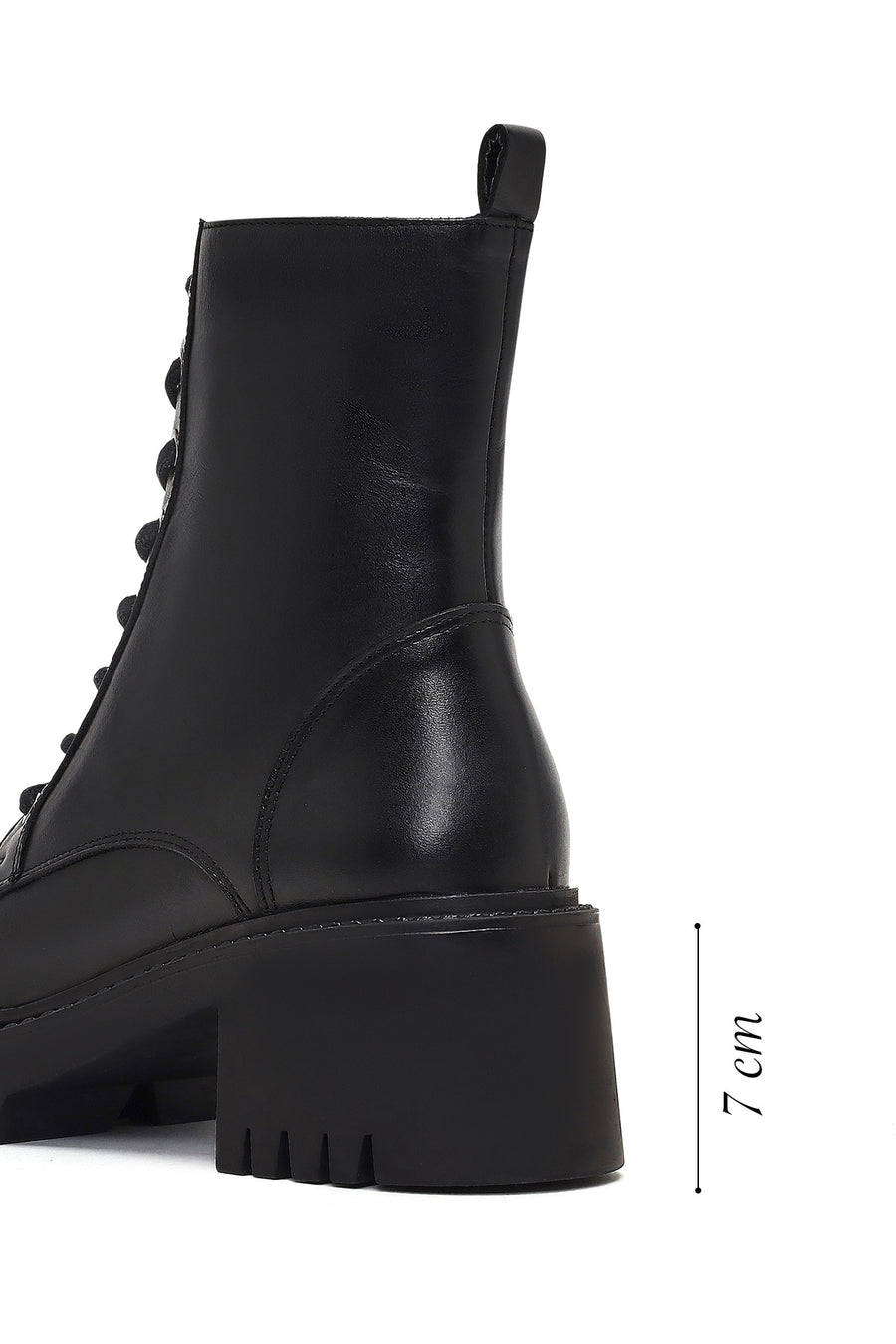 Women's Black Zippered Thick Heeled Leather Ankle Boots