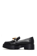 Women's Black Thick Soled Masculine Loafer | Derimod