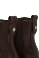 Woman Brown Thick-Soled Leather Chelsea Boots | Derimod