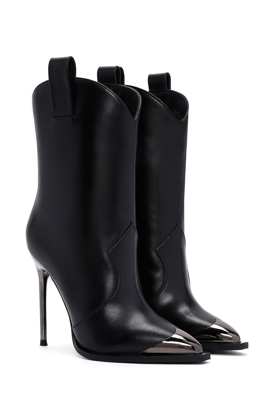 Women's Black Thin Heeled Leather Boots