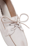 Women's White Leather Masculine Loafer | Derimod