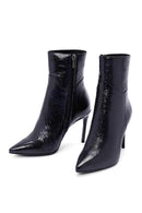 Women's Navy Blue Patent Leather Thin Heeled Boots | Derimod