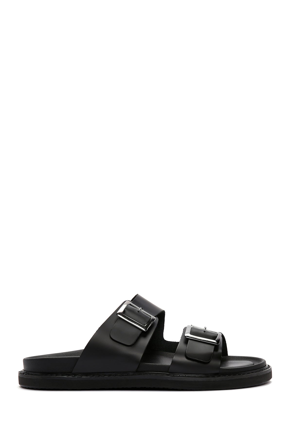 Men's Black Leather Slippers 24SFD626118 | Derimod