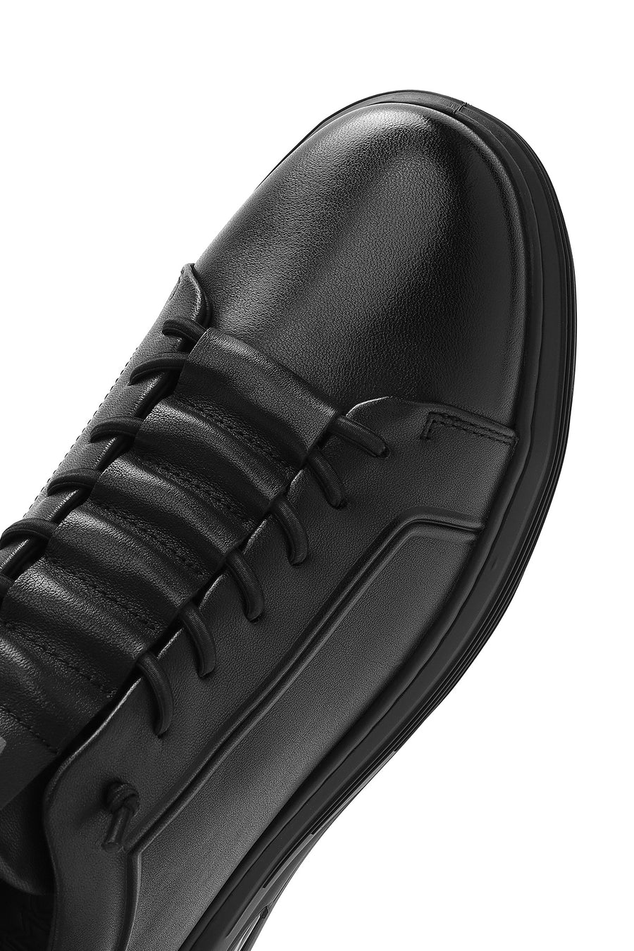 Men's Black Lace-up Leather Sneaker
