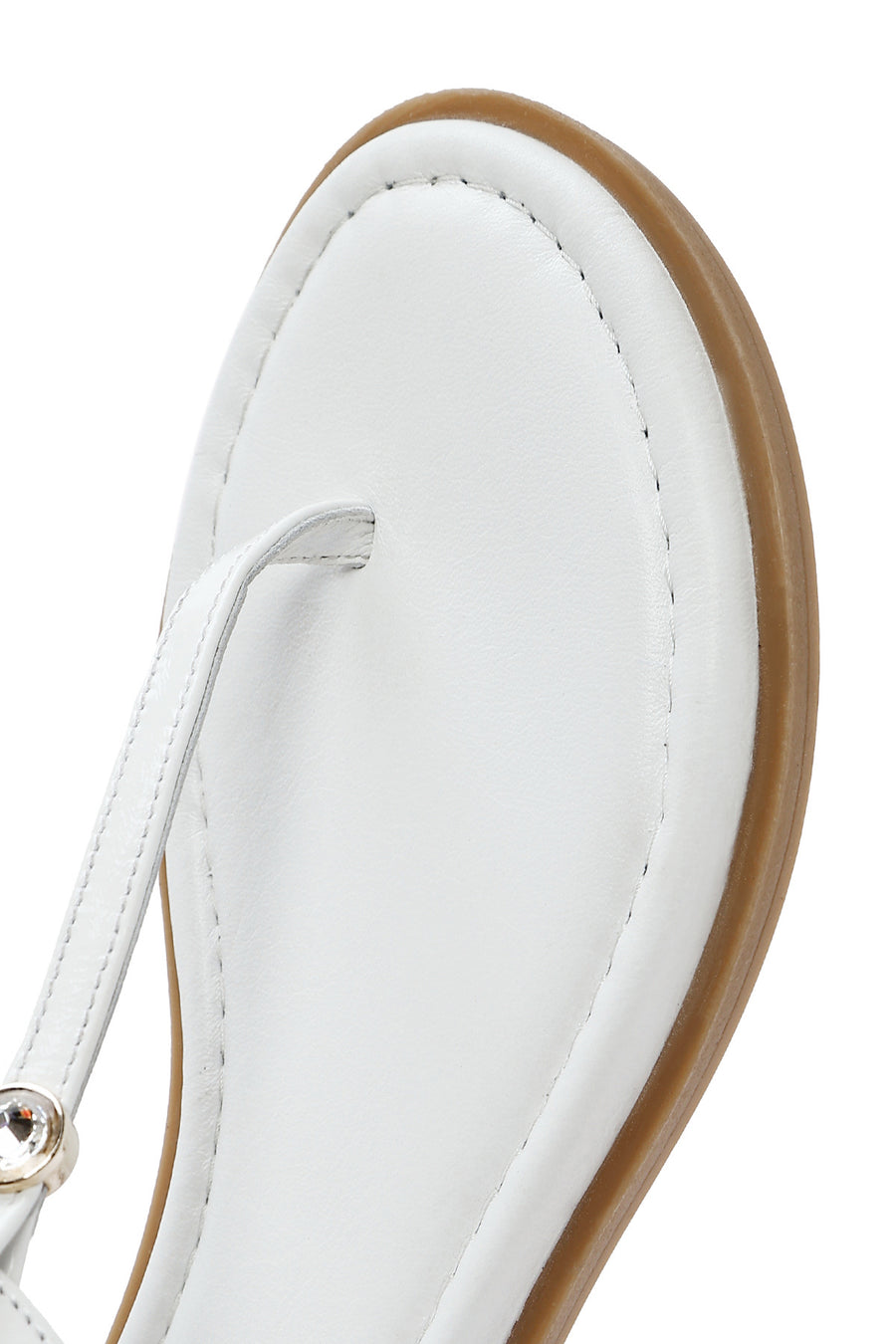 Women's White Flip-Flop Patent Leather Sandals