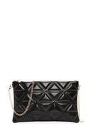 Women's Black Long Chain Strap Quilted Clutch Bag | Derimod