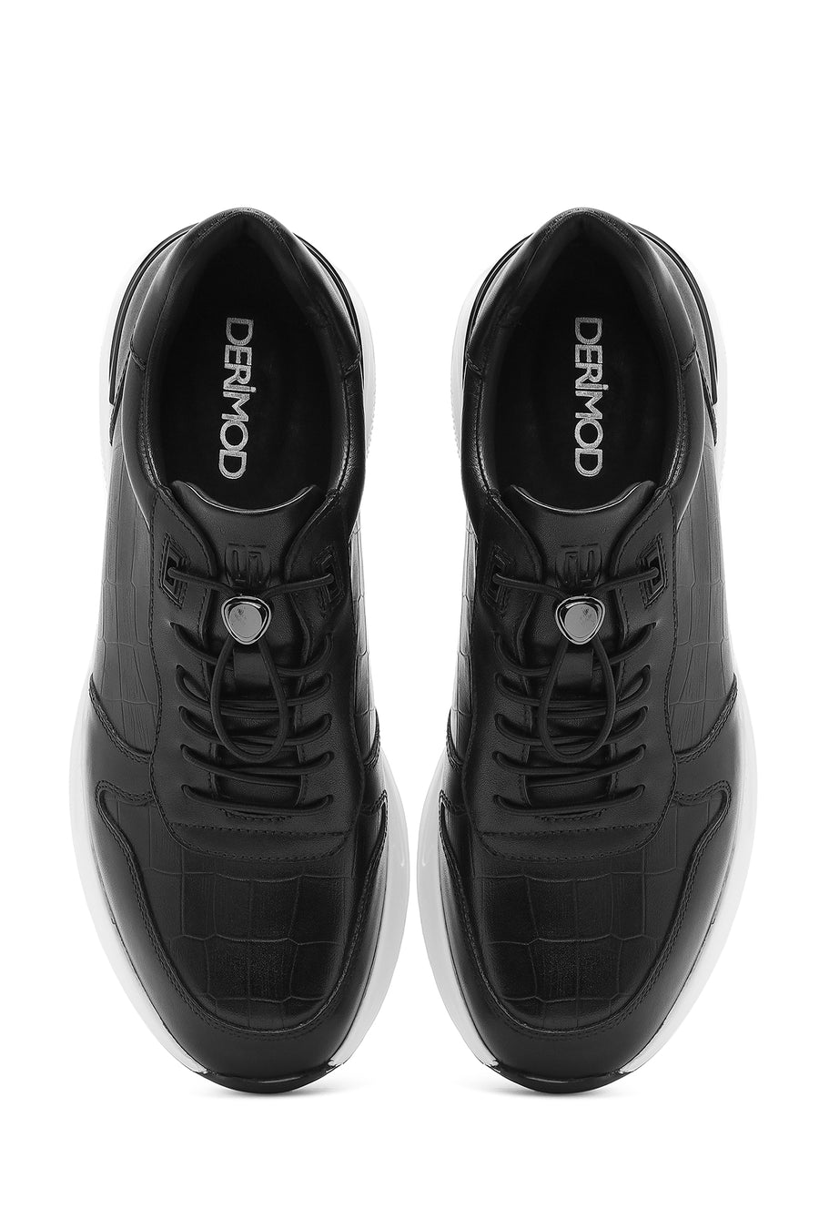 Men's Black Lace-Up Leather Casual Sneaker