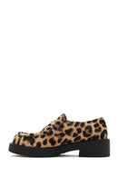 Women's Leopard Leather Masculine Loafer | Derimod