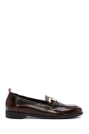 Women's Burgundy Buckle Detailed Leather Masculine Loafer | Derimod