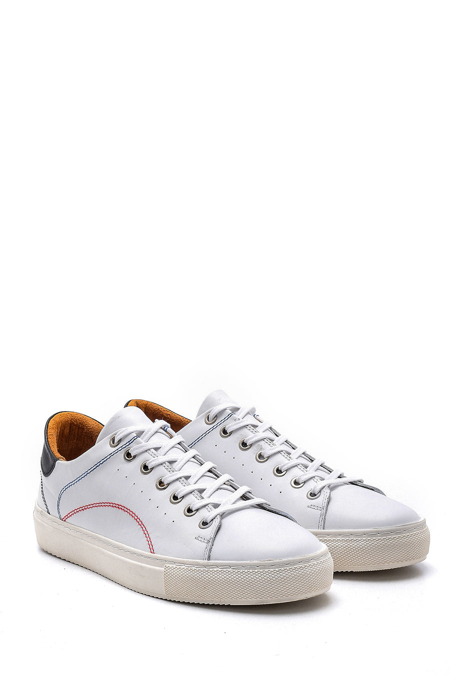 Men's Leather Sneaker with Stitching Detail