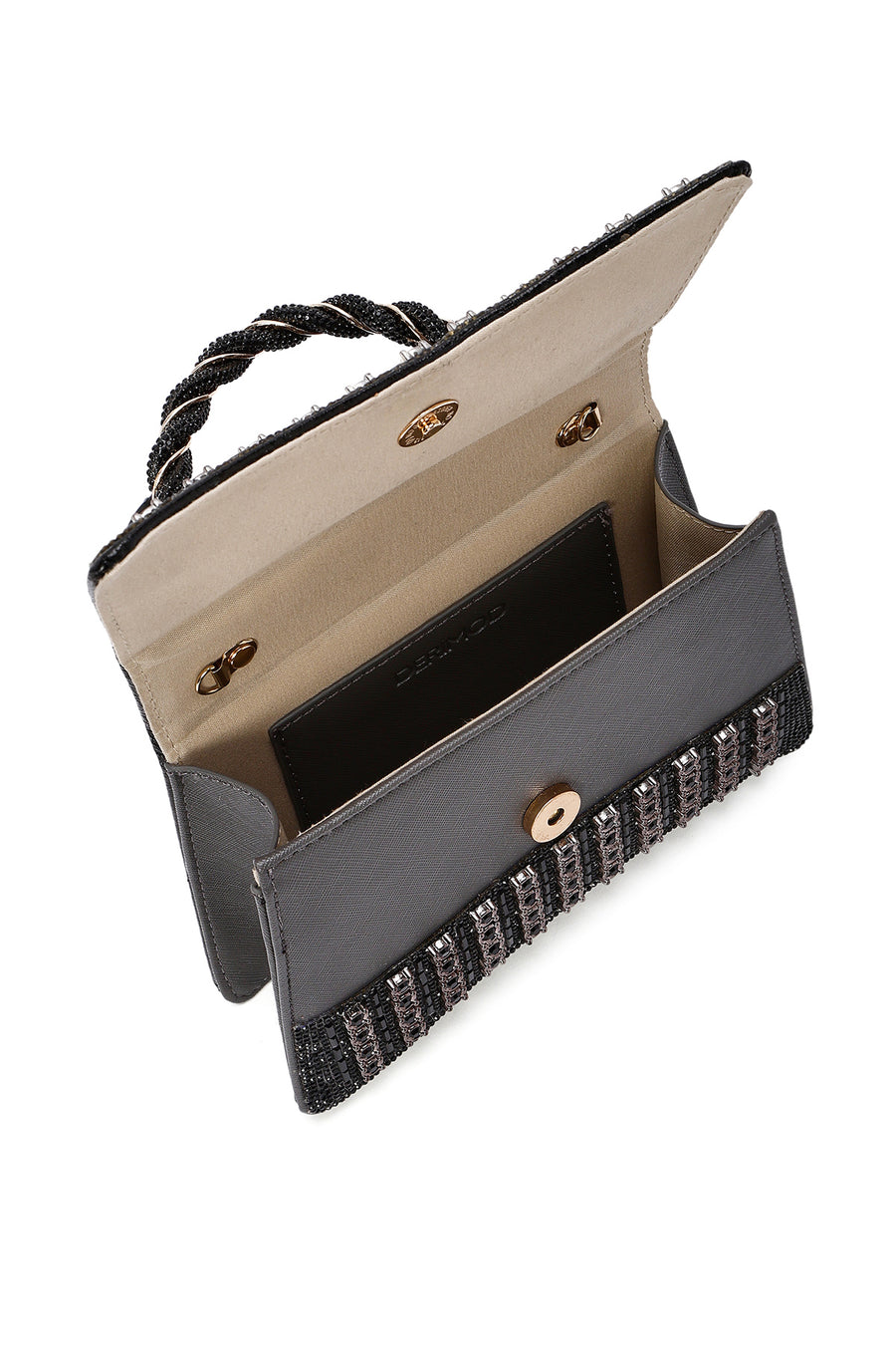 Women's Anthracite Long Strap Stone Mini Handbag