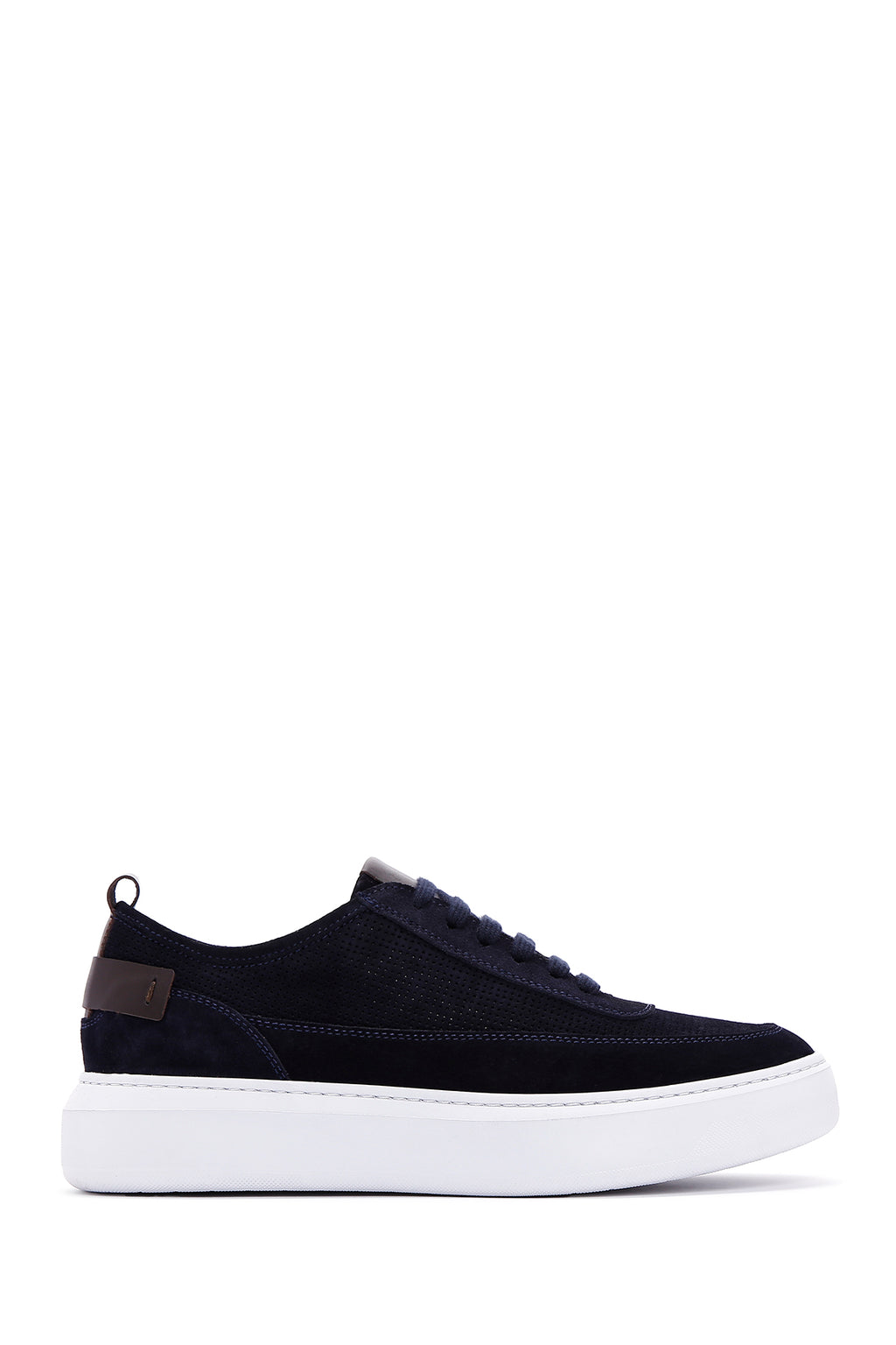 Erkek Lacivert Bağcıklı Süet Deri Sneaker