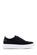 Male Navy Lace-up Suede Leather Sneaker | Derimod