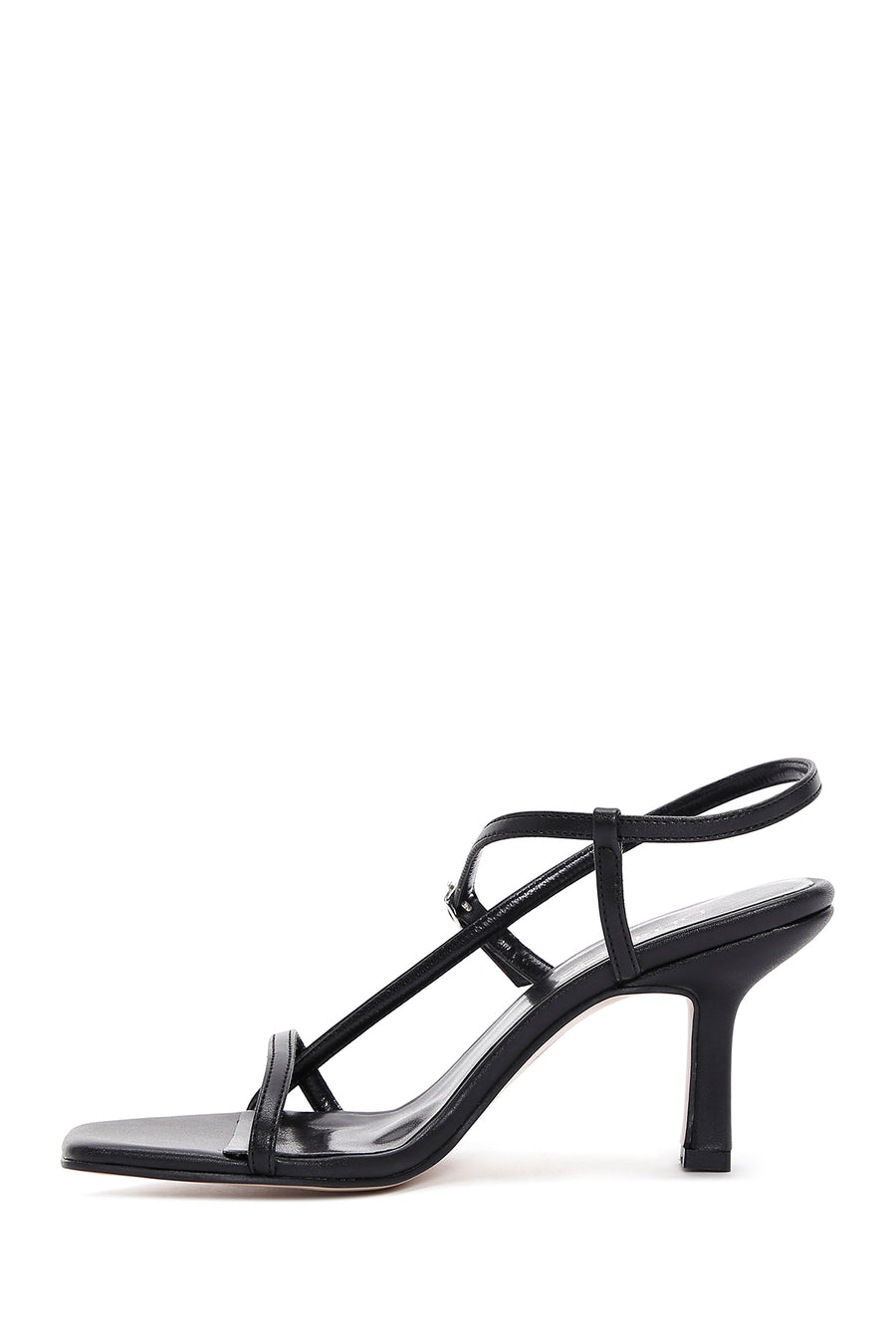 Women's Black Ankle Strap Heeled Sandals