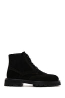 Men's Black Suede Leather Zippered Boots | Derimod