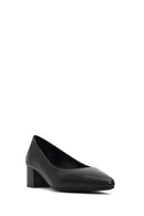 Derimod Flex Woman Black Thick-Heeled Leather Shoes | Derimod