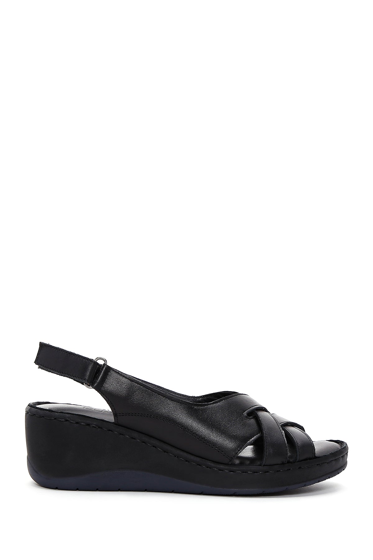 Kadın Siyah Deri Dolgu Topuk Comfort Sandalet 23SFD340418 | Derimod