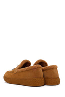 Woman Camel Buckled Thick-Soled Suede Teddy Loafer | Derimod