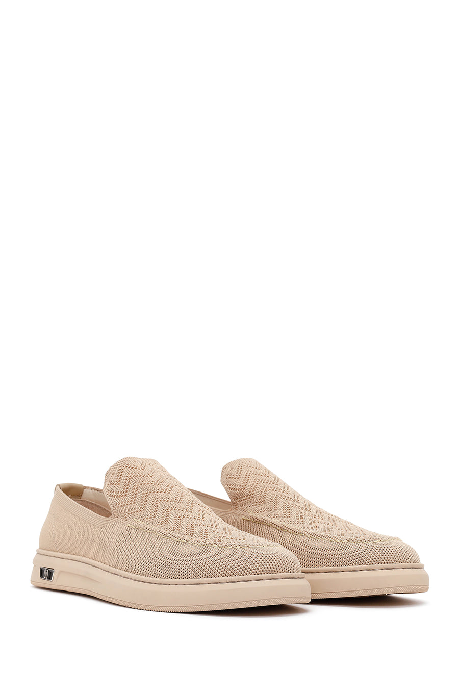 Male Beige Patterned Fabric Loafer