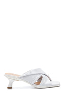 Women's White Leather Heeled Slippers | Derimod