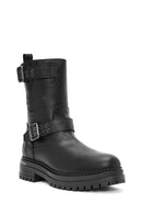 Harley Davidson Women's Black Uptown Zippered Leather Boots | Derimod