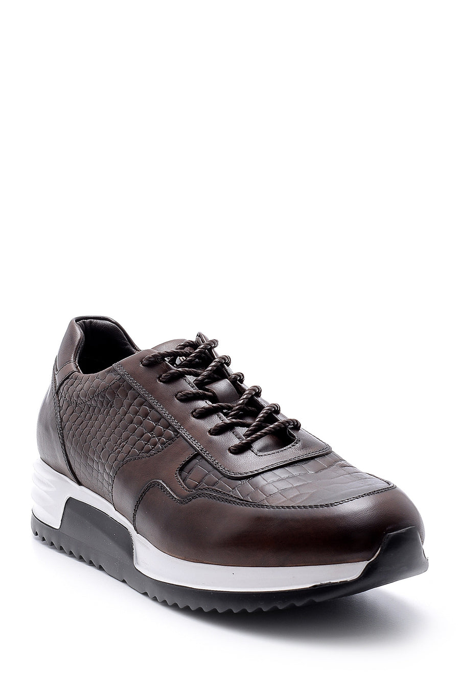Men's Crocodile Pattern Detailed Leather Sneaker