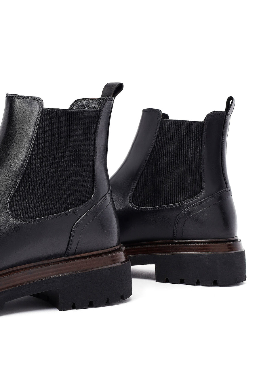Male Black Thick-Soled Leather Chelsea Boots