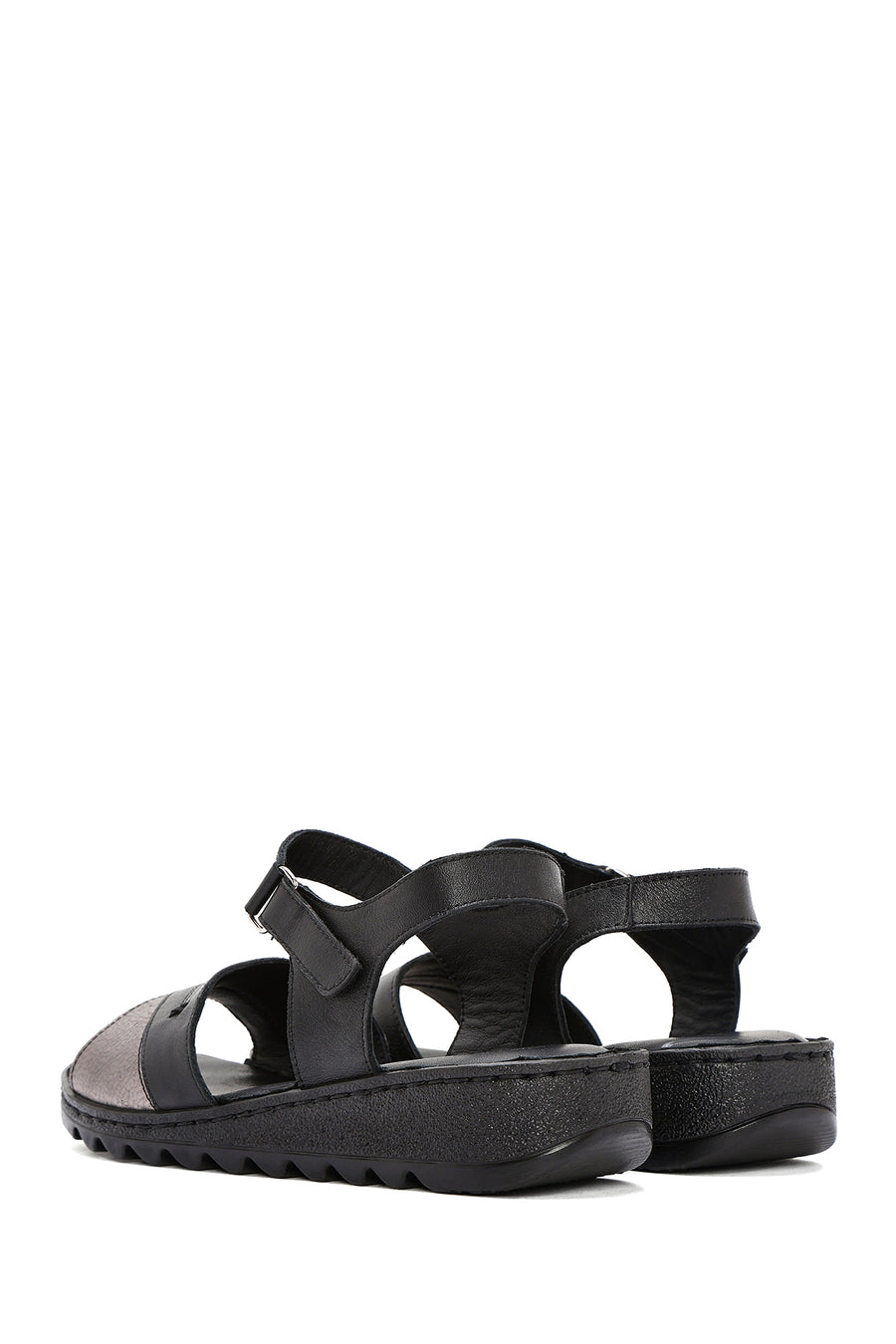 Women's Black Ankle Strap Comfort Leather Sandals