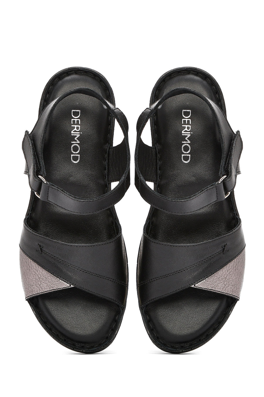 Women's Black Ankle Strap Comfort Leather Sandals