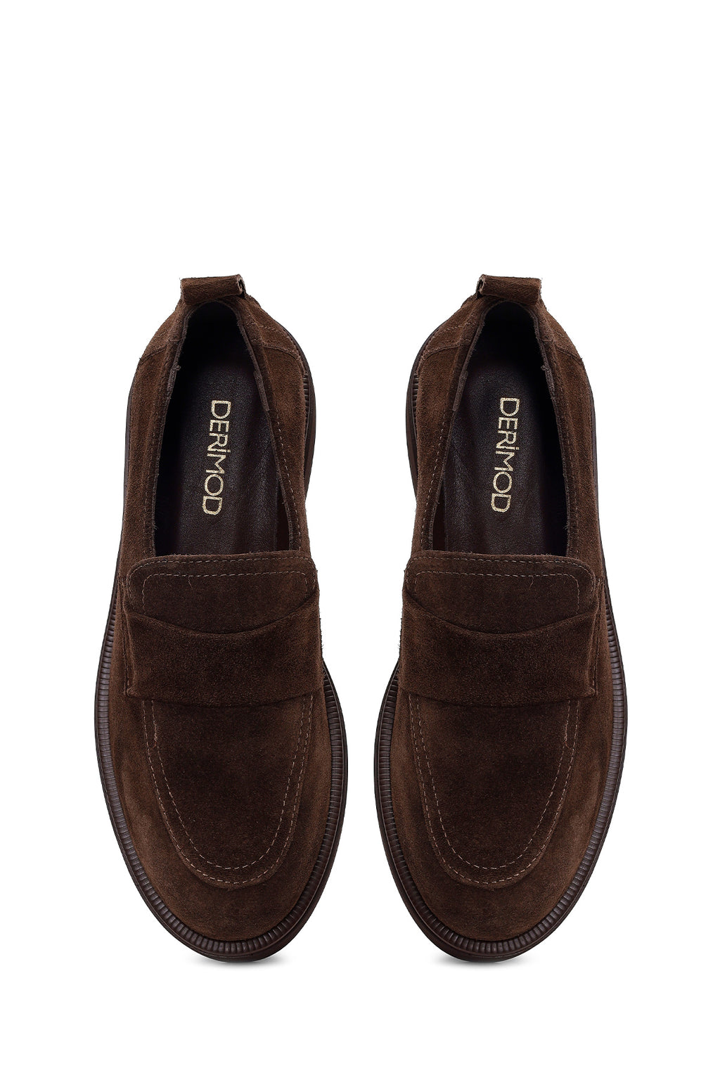 Kadın Koyu Vizon Süet Deri Maskülen Loafer