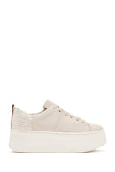 Women's Beige Thick Sole Lace Up Leather Sneaker | Derimod