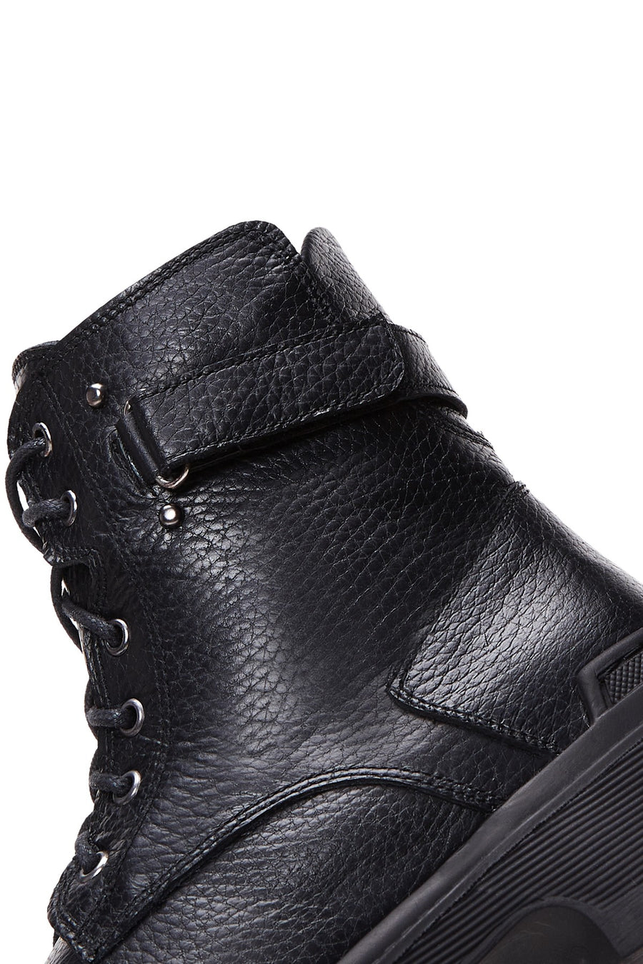 Women's Black Lace-Up Zippered Leather Combat Boots