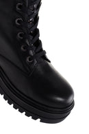 Women's Black Thick Sole Casual Zipper Leather Boots | Derimod