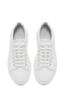 Men's White Lace-up Thick-Sole Leather Sneaker | Derimod