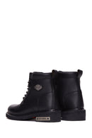 Harley Davidson Women's Black Leather Gibson Combat Boots | Derimod