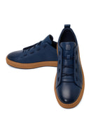 Male Navy Lace-up Leather Sneaker | Derimod