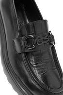 Men's Black Printed Buckle Detailed Leather Loafer | Derimod