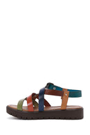 Women's Multicolored Ankle Strap Leather Bodrum Sandals | Derimod