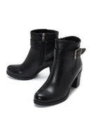 Women's Leather Buckle Heeled Boots | Derimod