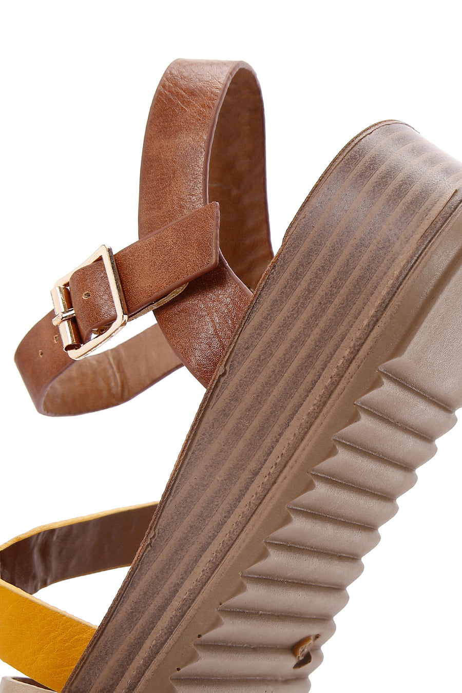 Women's Tan Ankle Strap Thick Soled Sandals