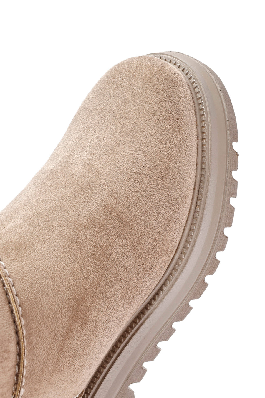 Women's Beige Zippered Suede Boots