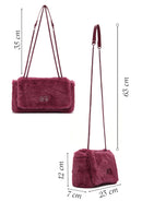 Women's Burgundy Long Strap Plush Crossbody Bag | Derimod