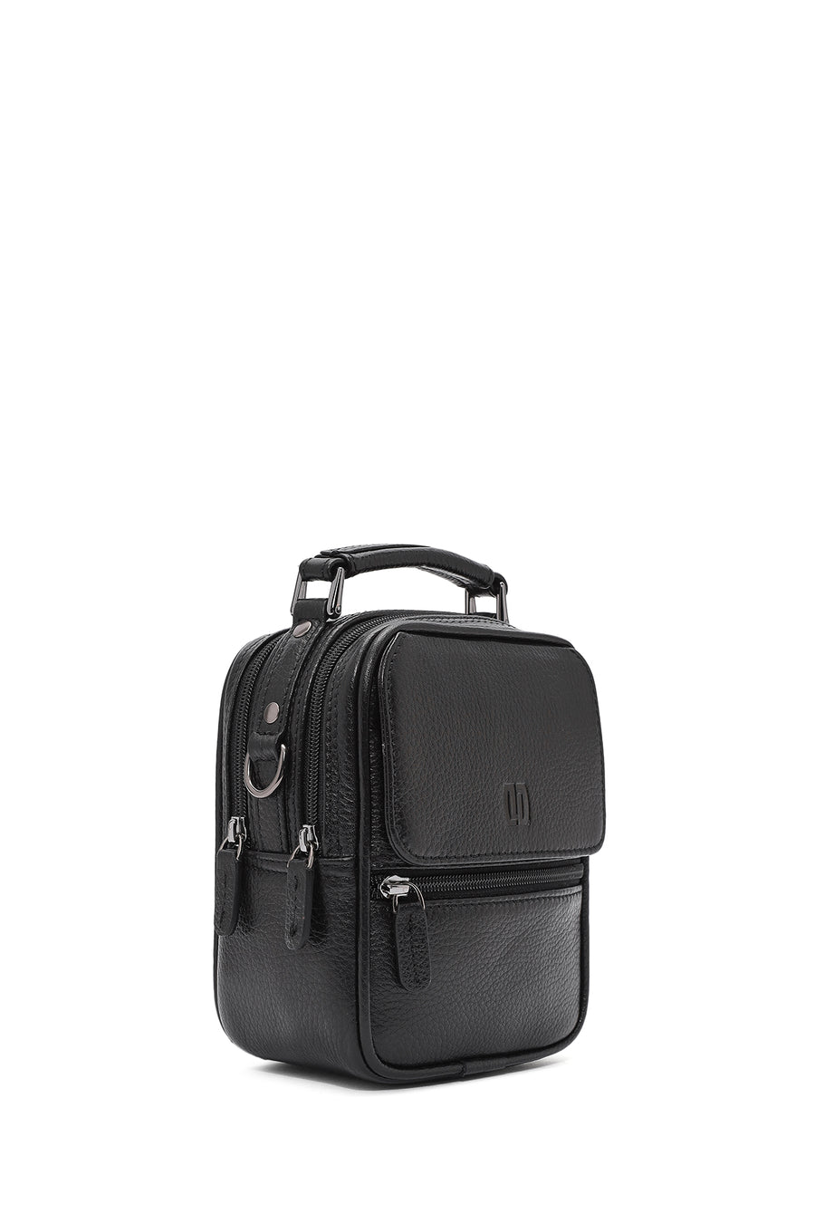 Men's Black Leather Handbag