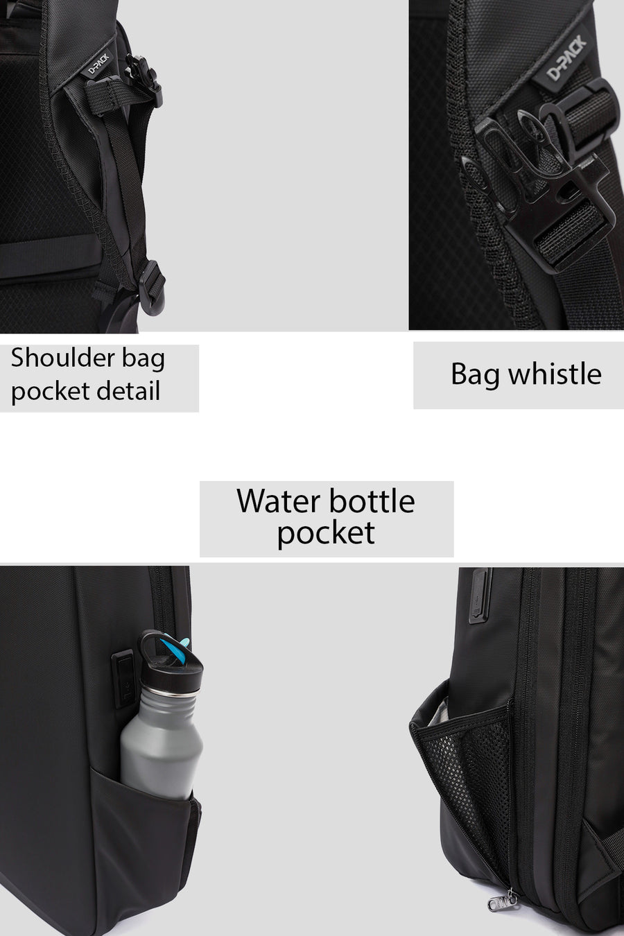 D-Pack Unisex Black Backpack