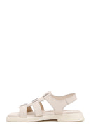 Women's Cream Ankle Strap Leather Comfort Sandals | Derimod